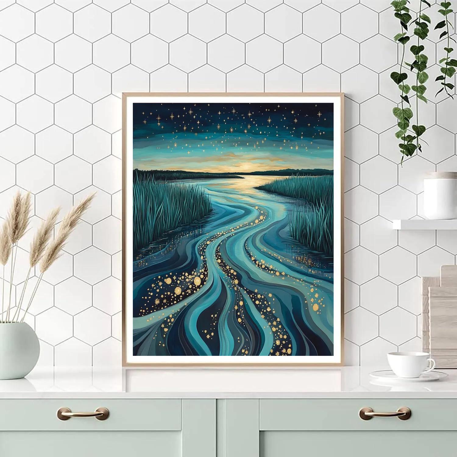 Hiroshige Inspired Starry River Delta Paint by numbers kits