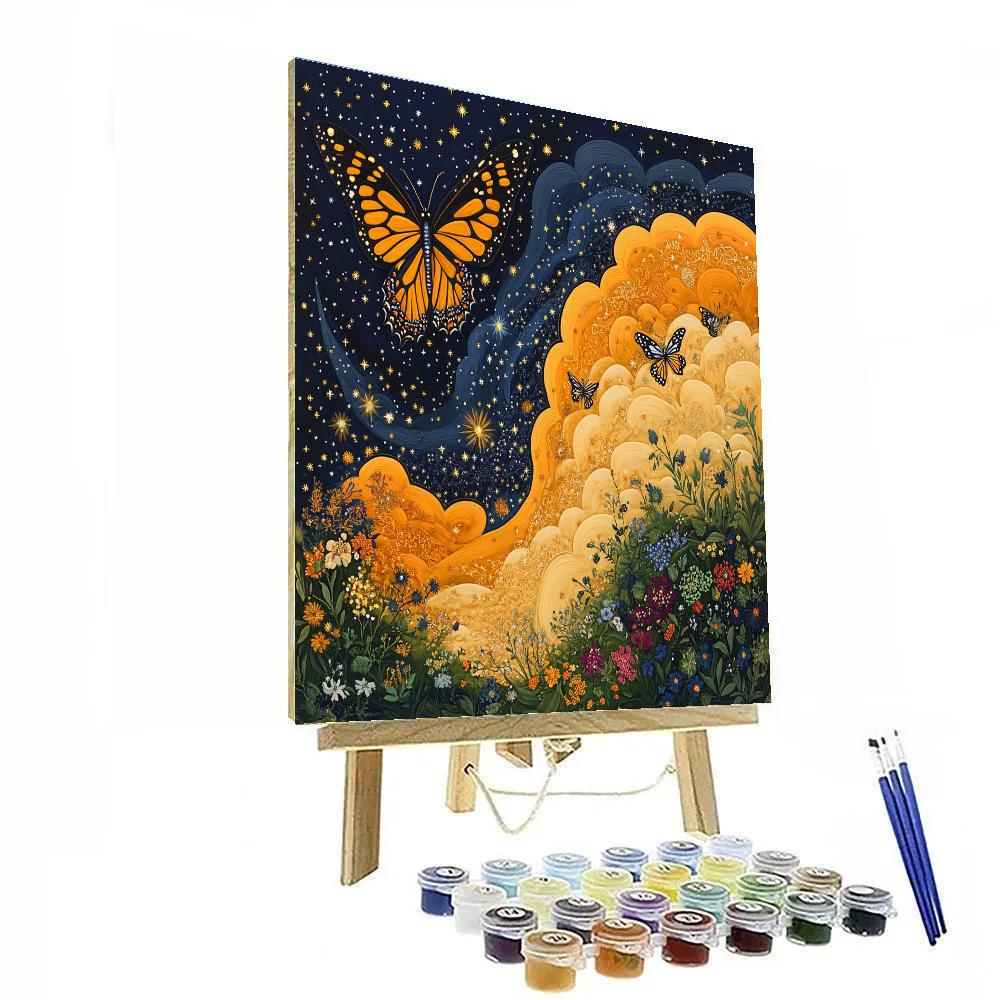 Frida Kahlo Inspired Monarch Nebula paint by number