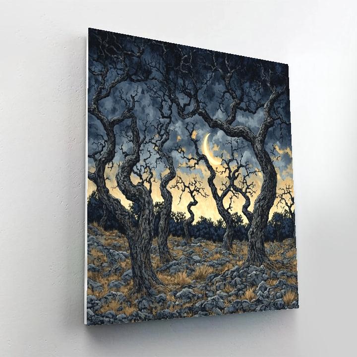 Francisco Goya Inspired Moonlit Grove In Ash paint by numbers