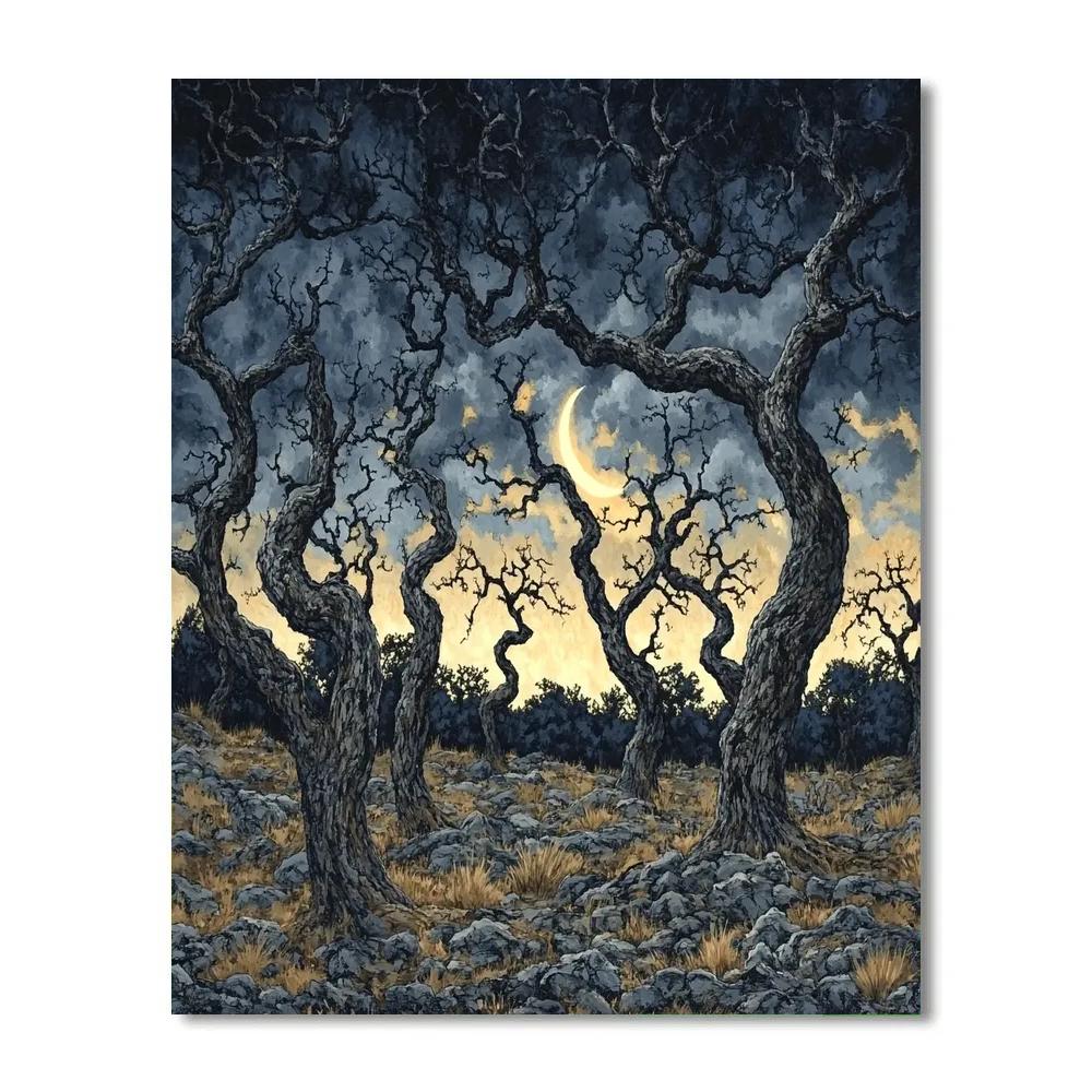 Francisco Goya Inspired Moonlit Grove In Ash paint by numbers