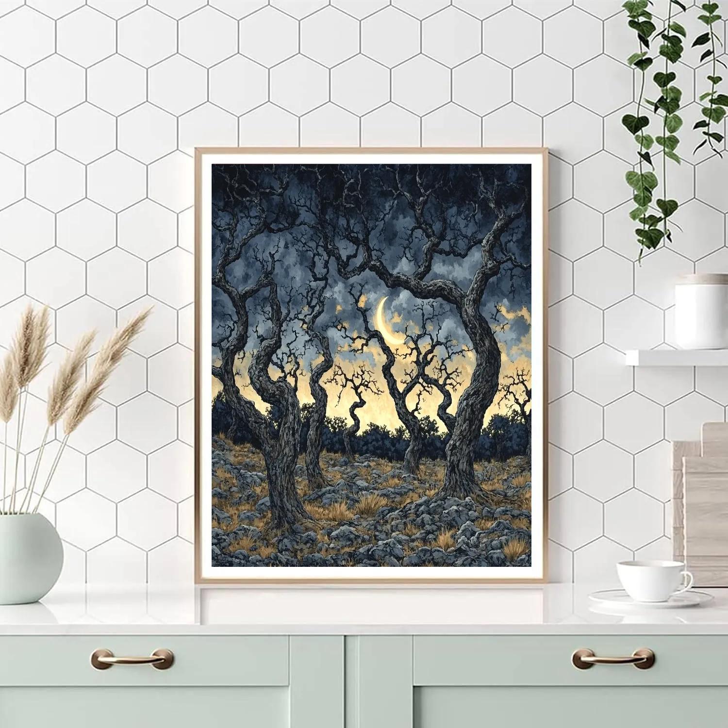 Francisco Goya Inspired Moonlit Grove In Ash paint by numbers