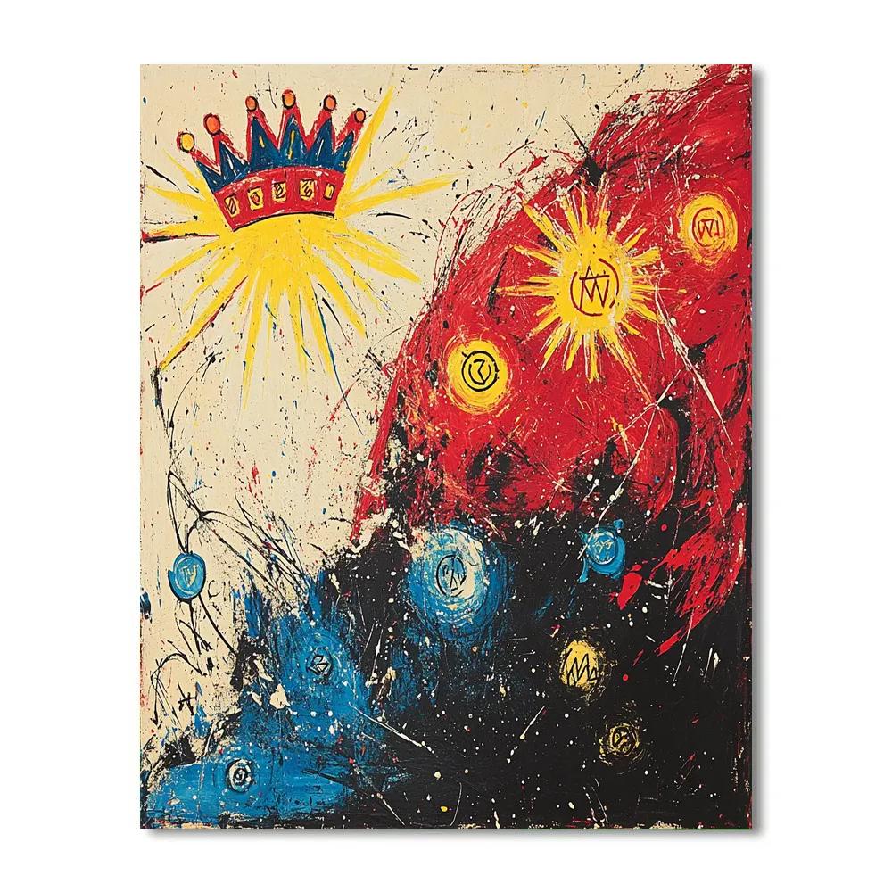 Jean-Michel Basquiat Inspired Cosmic Crown Nebula paint by numbers