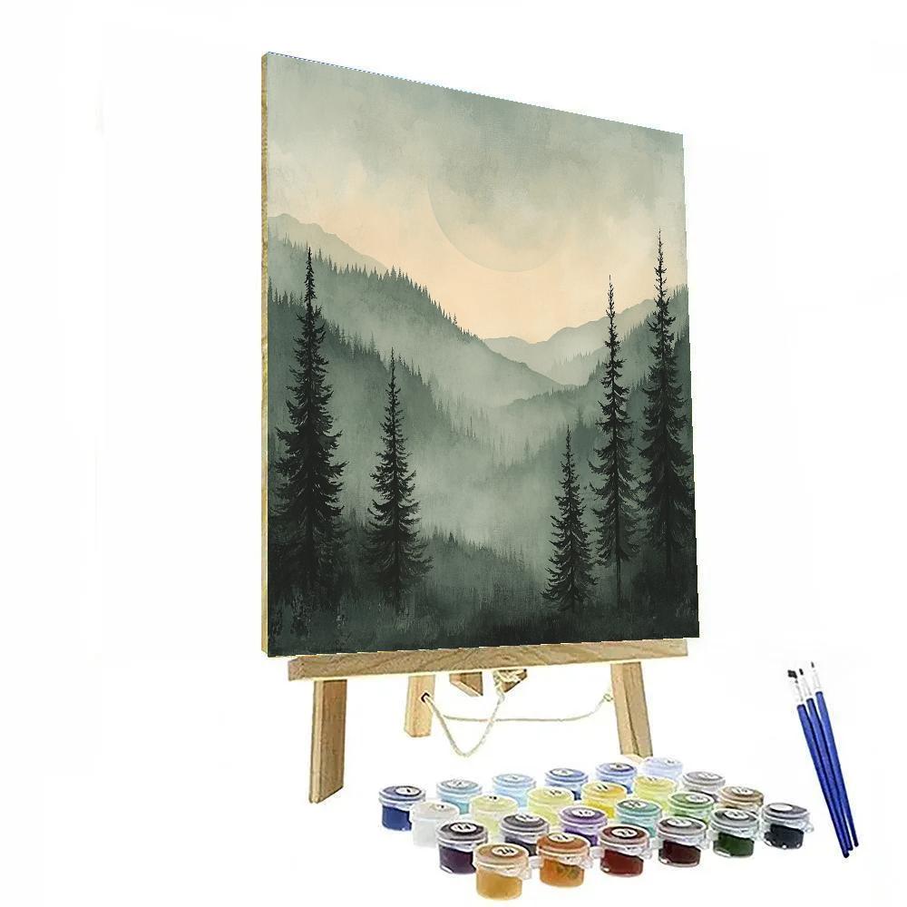 Zhao Mengfu Inspired Misty Celestial Pines Paint by numbers art