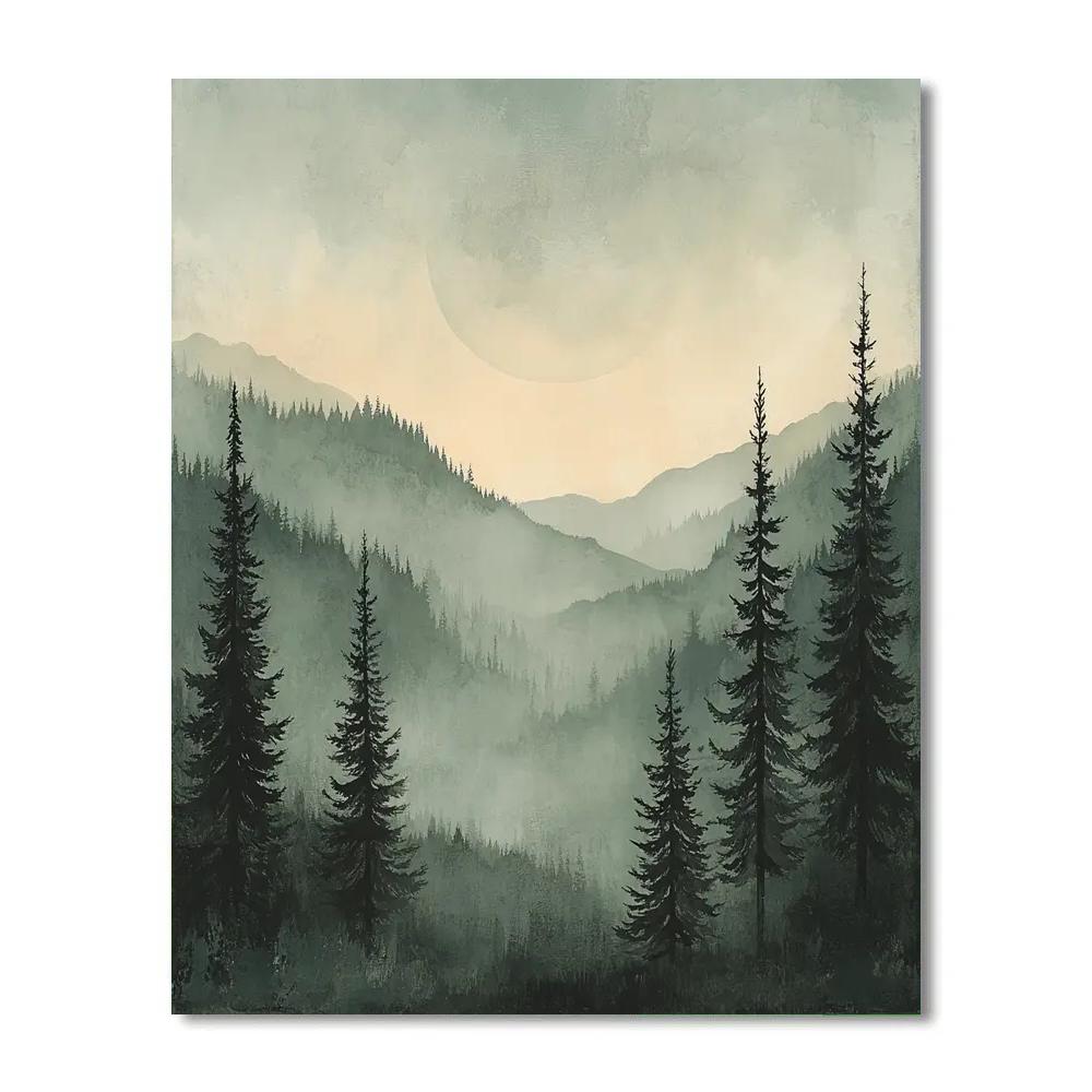 Zhao Mengfu Inspired Misty Celestial Pines Paint by numbers art