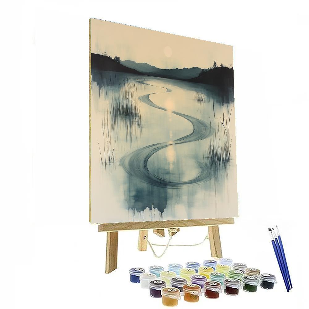 Zhao Mengfu Inspired Lunar River Of Ink Number painting