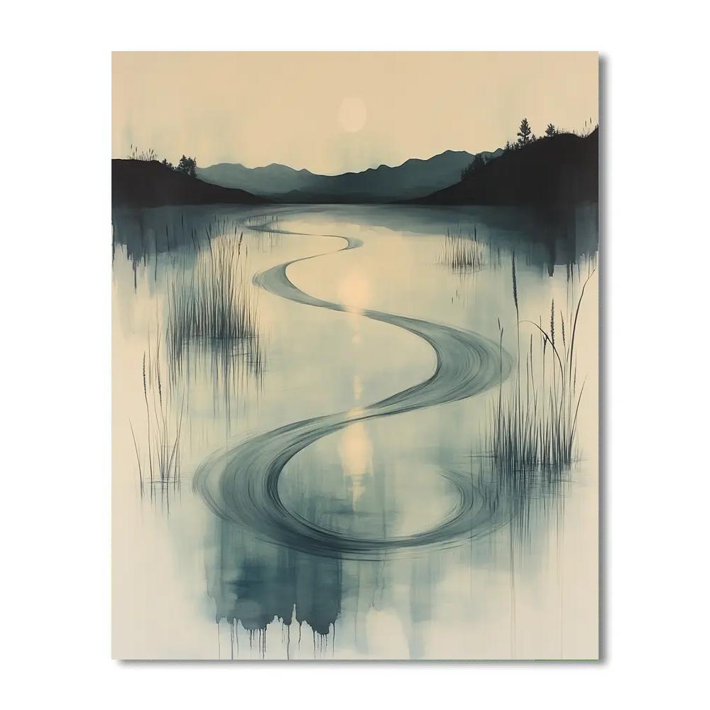 Zhao Mengfu Inspired Lunar River Of Ink Number painting