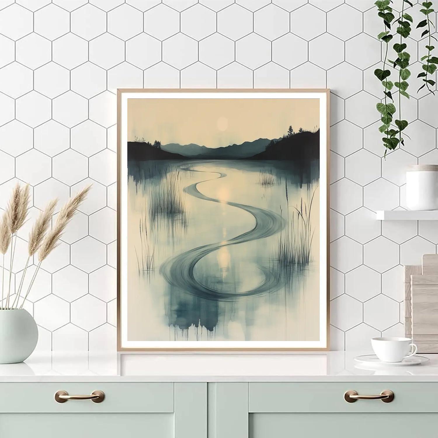 Zhao Mengfu Inspired Lunar River Of Ink Number painting