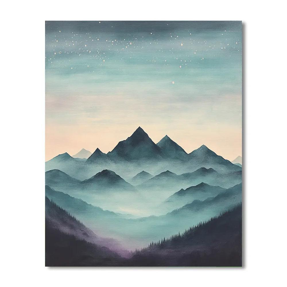 Zhao Mengfu Inspired Mountain Echo Nebula Paint by numbers art