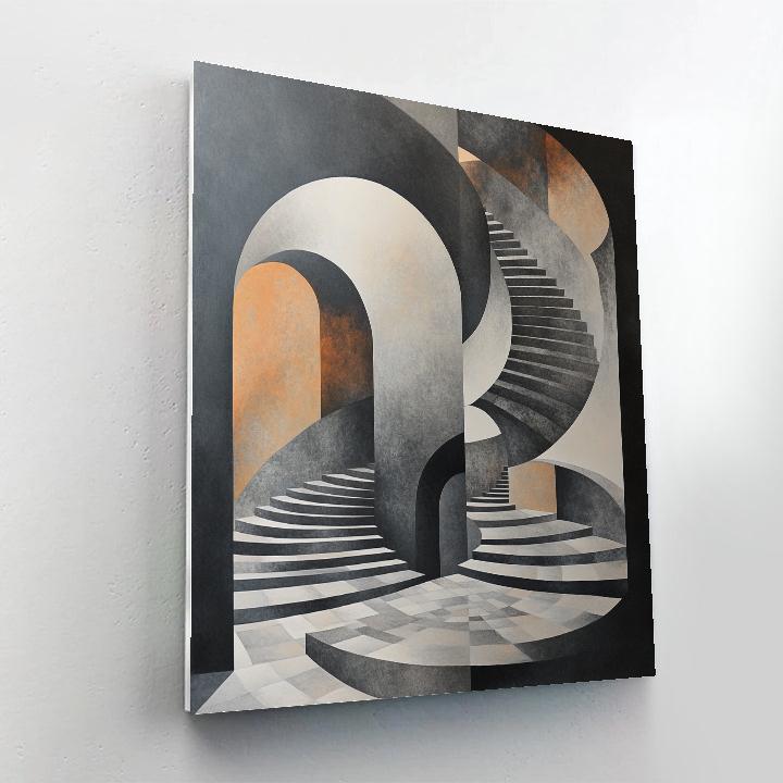 M.C. Escher Inspired Fractal Stairfield paint by number