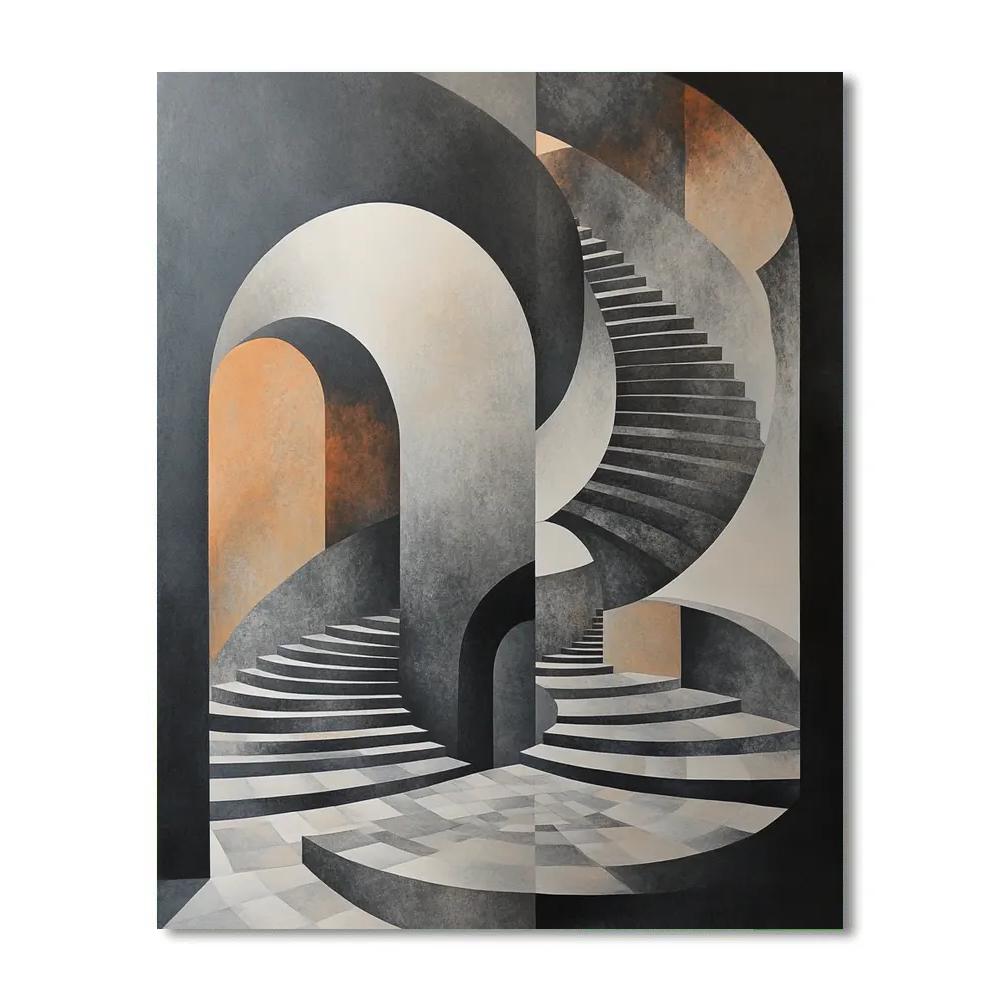 M.C. Escher Inspired Fractal Stairfield paint by number