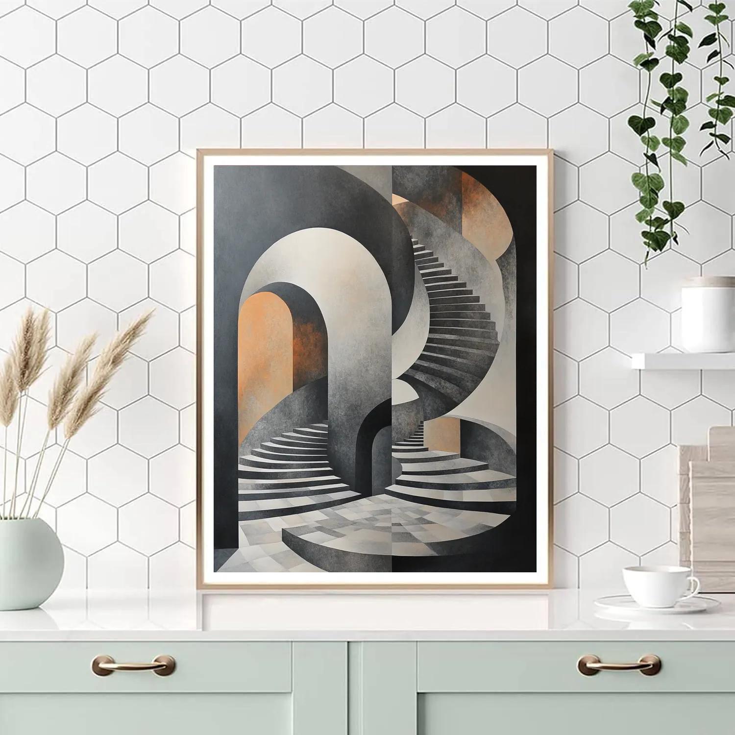 M.C. Escher Inspired Fractal Stairfield paint by number