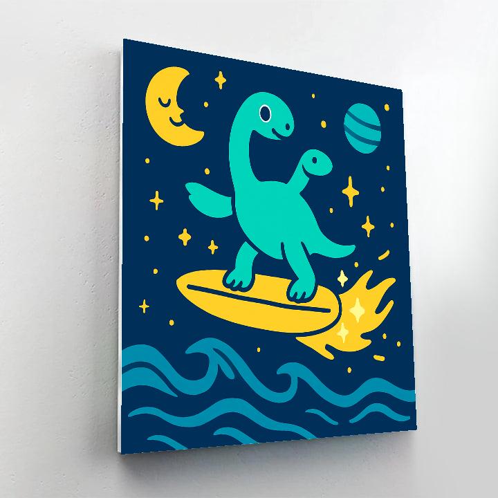 Starlight Surfing Plesiosaur painting number kit