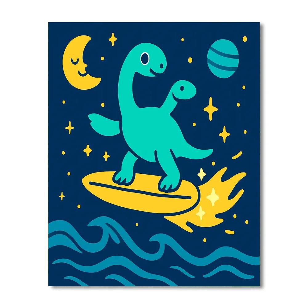 Starlight Surfing Plesiosaur painting number kit