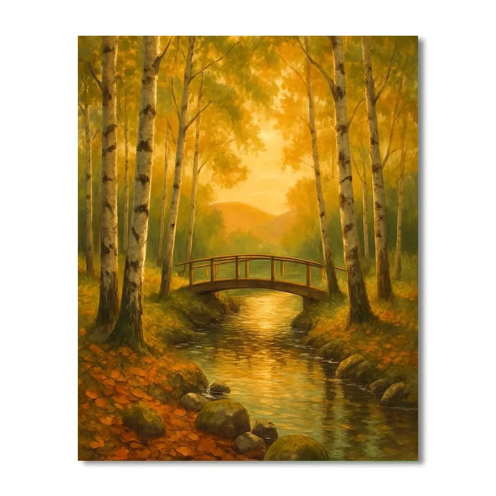 Golden Birch Crossing Numbered painting kits