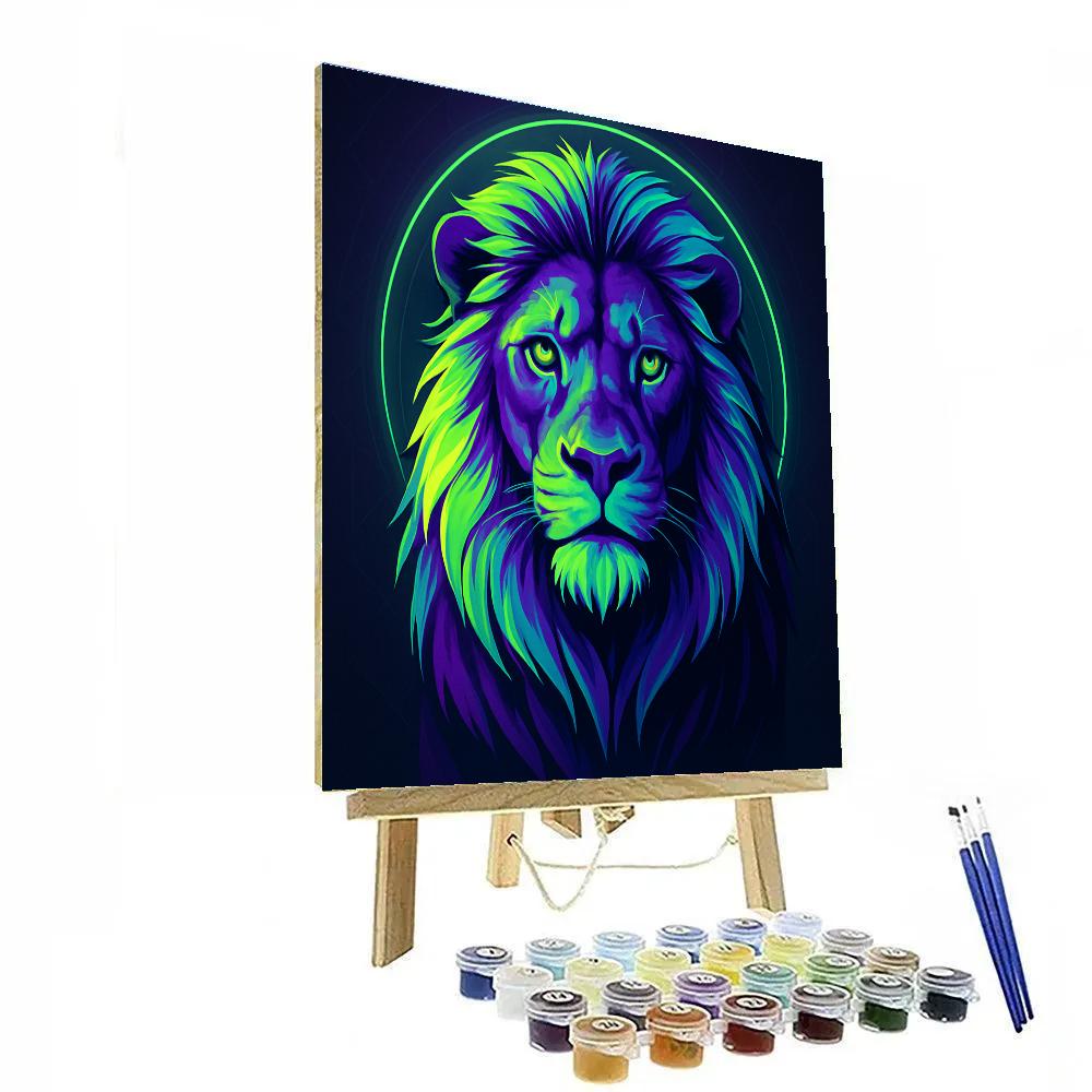 Neon Lion Monarch paint by number