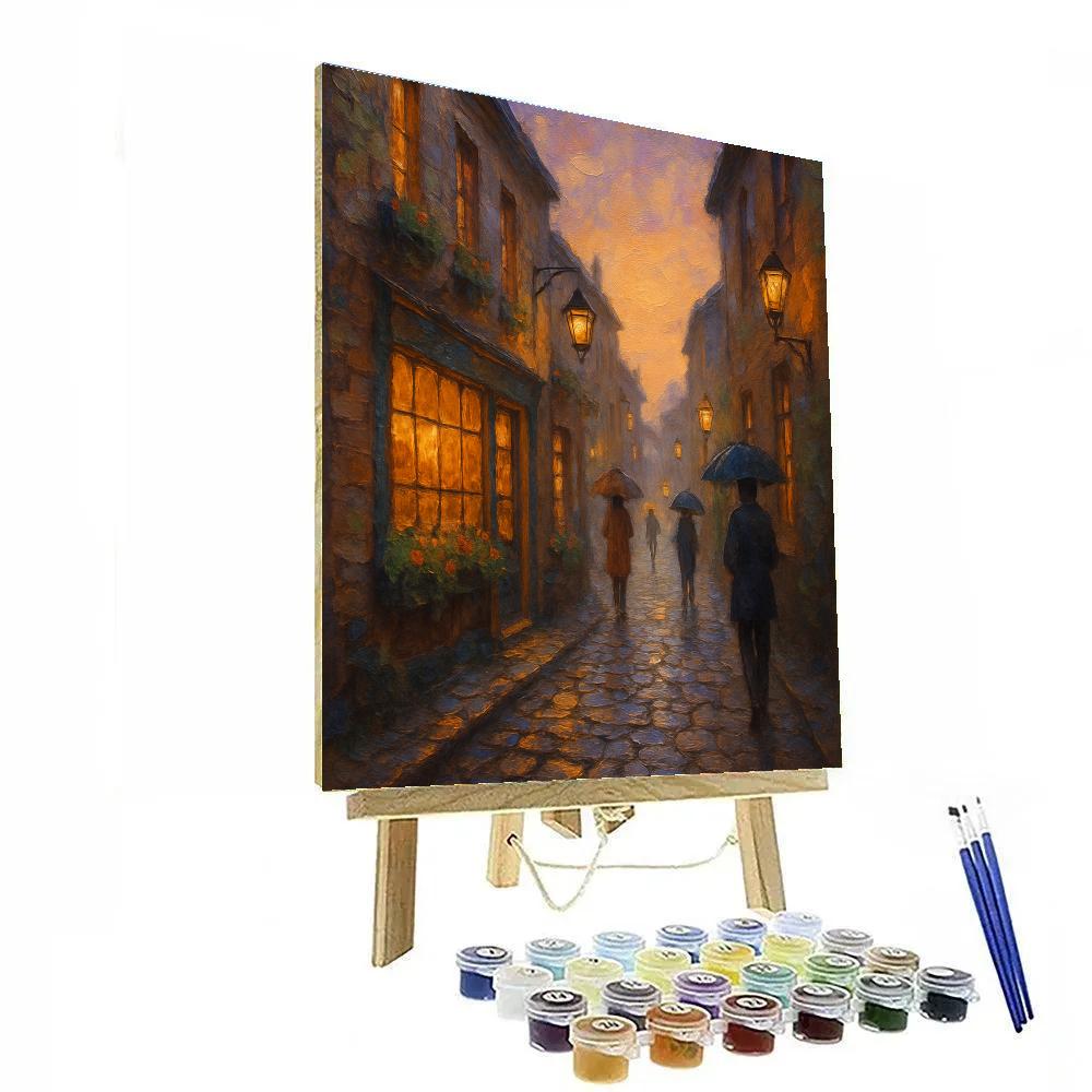 Lantern Alley At Dusk Numbered painting kits