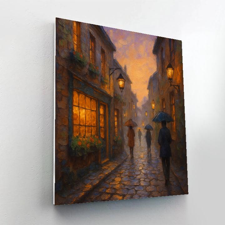 Lantern Alley At Dusk Numbered painting kits