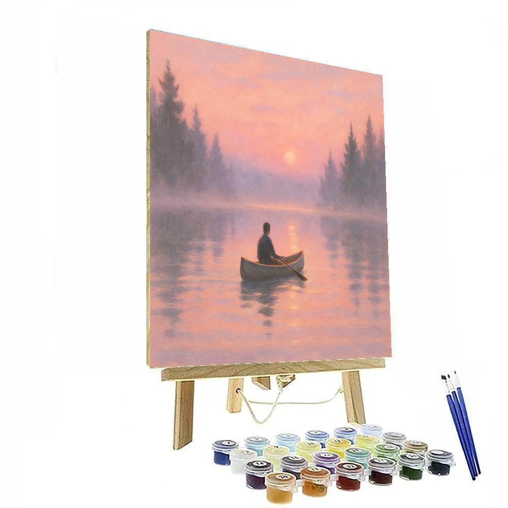 Dawn Canoe On Glass Lake Paint by numbers art