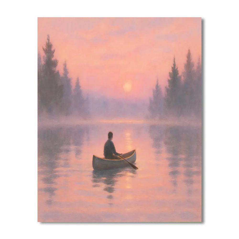 Dawn Canoe On Glass Lake Paint by numbers art