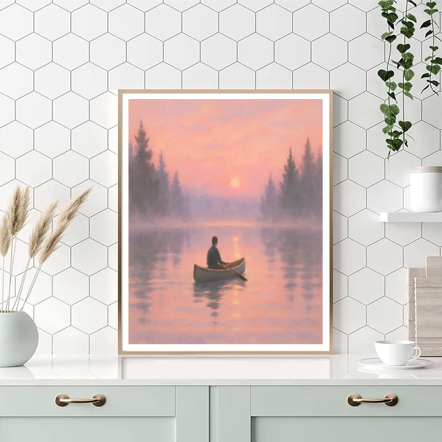 Dawn Canoe On Glass Lake Paint by numbers art