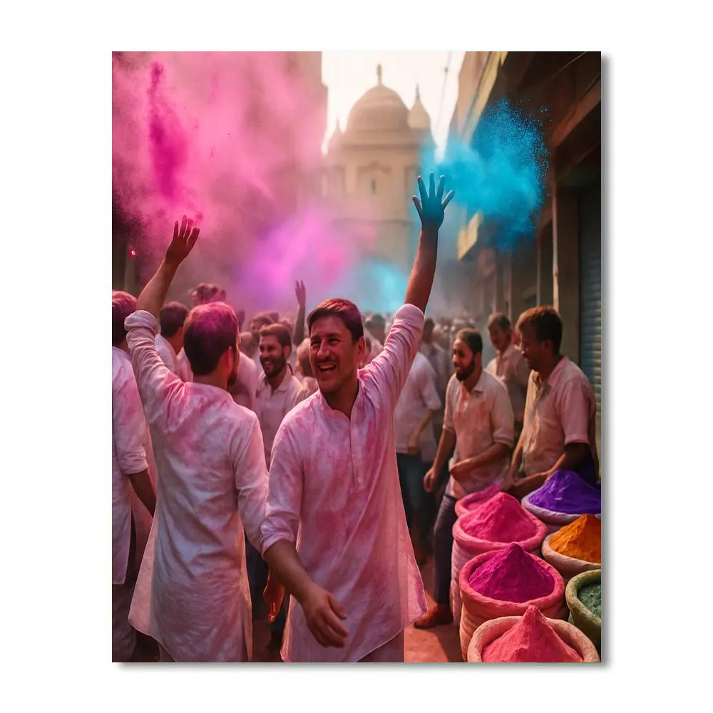 Holi Celebration In Mathura paint by color