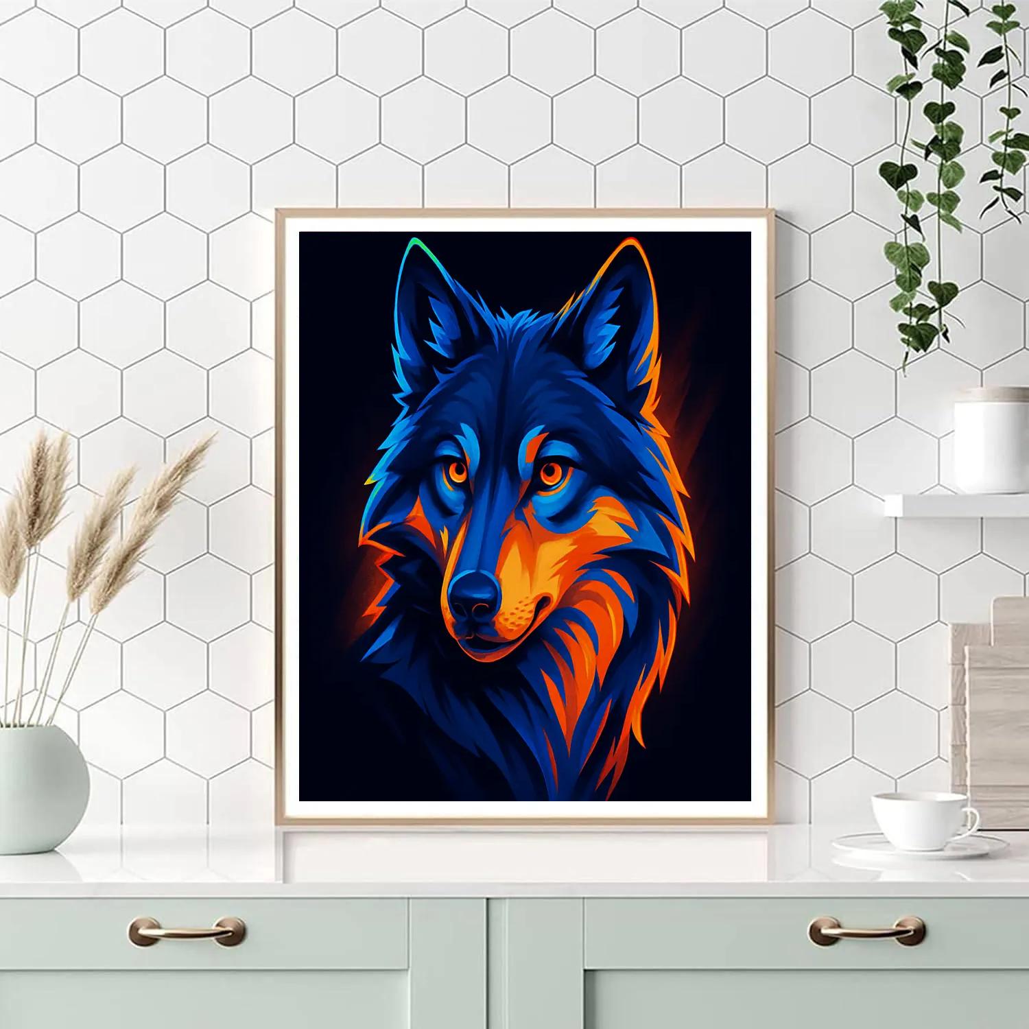 Aurora Wolf Gaze Painting by numbers kit