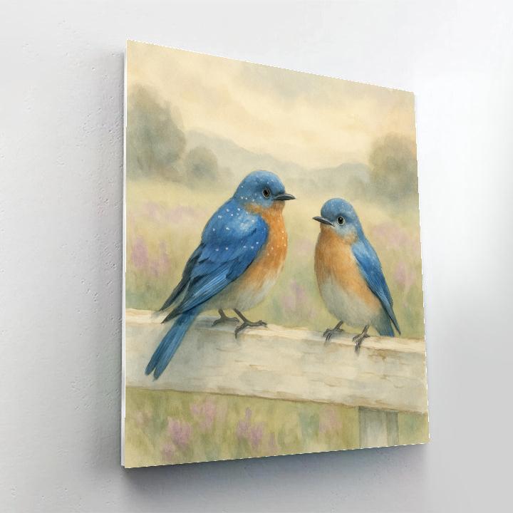 Bluebirds By The Weathered Fence Painting by numbers kit
