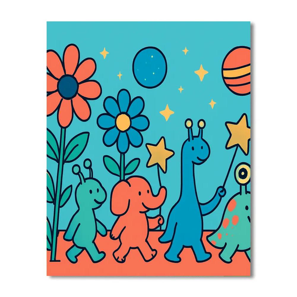 Galactic Garden Parade paint by numbers