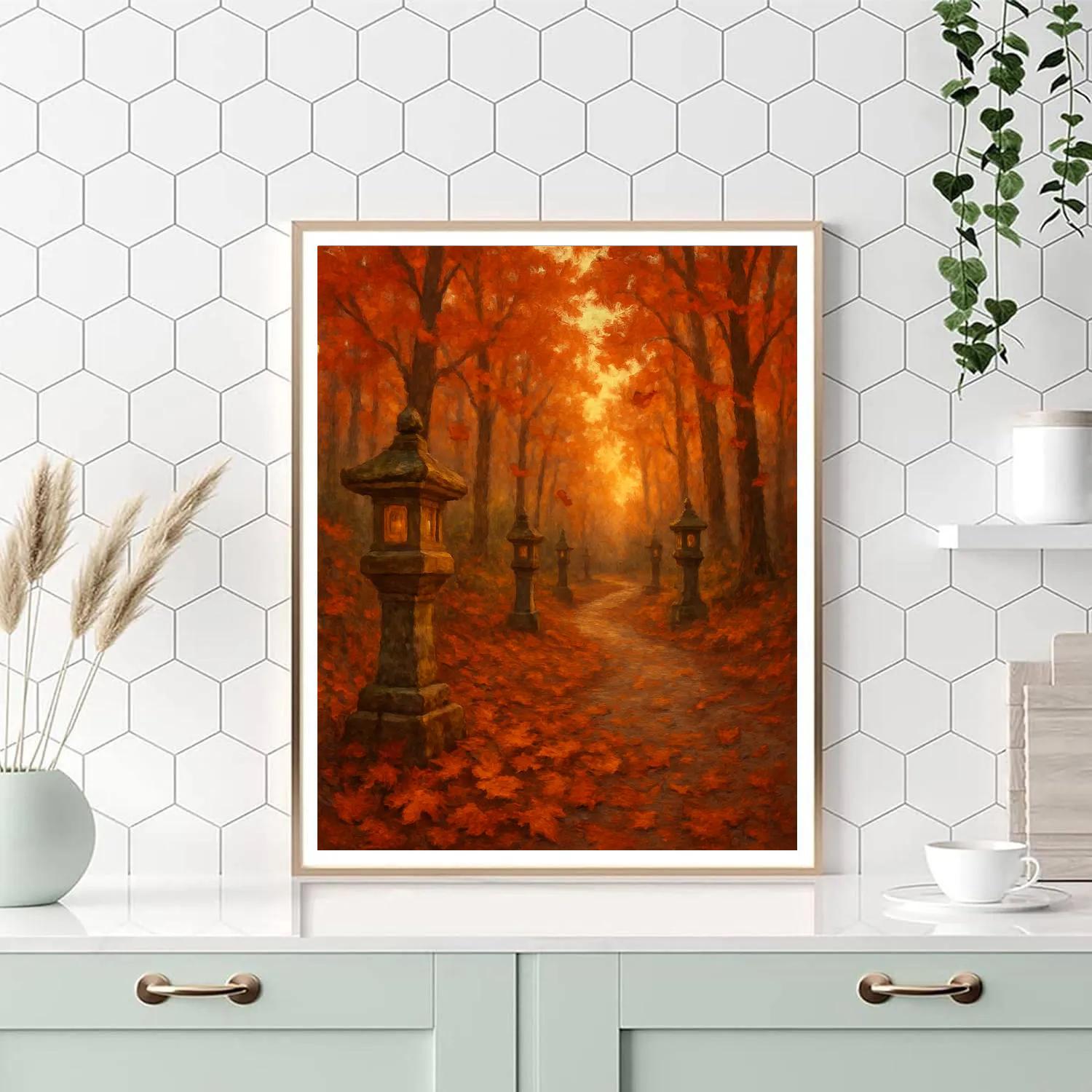 Autumn Lantern Lane painting number kit