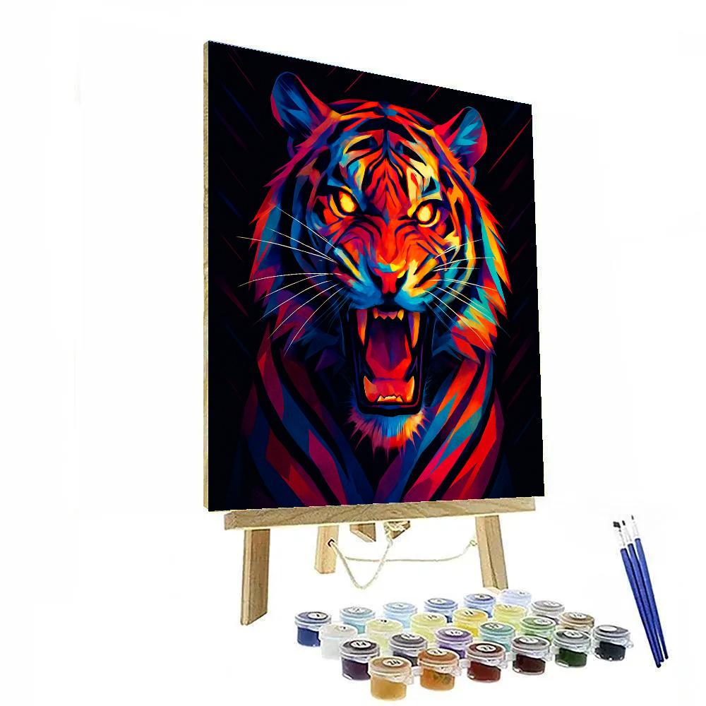 Geometric Tiger Pulse Number painting