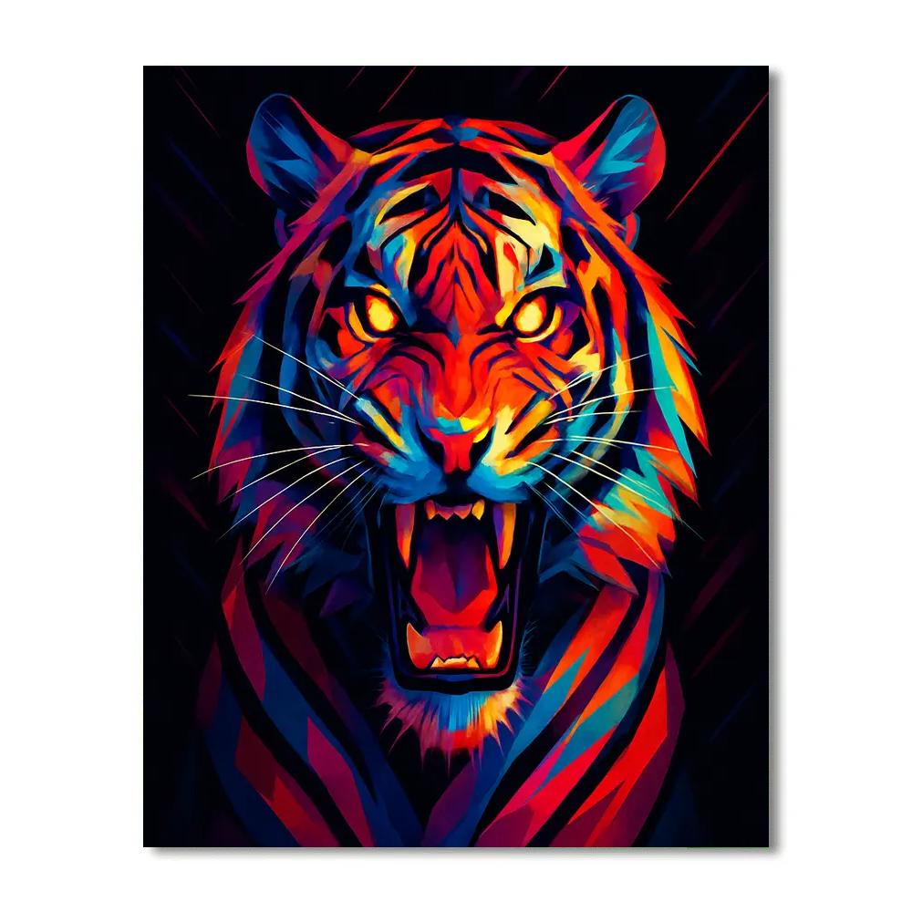 Geometric Tiger Pulse Number painting