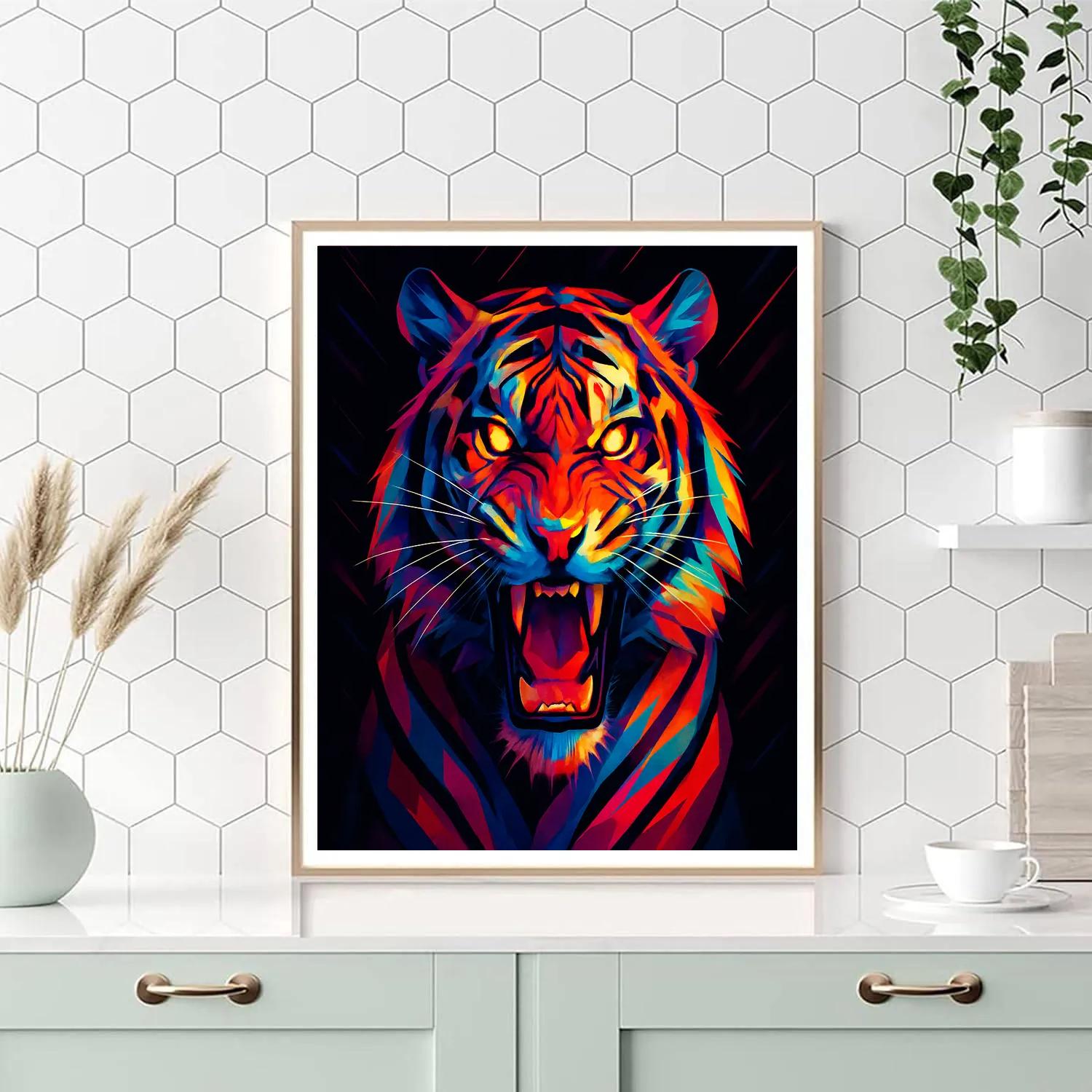 Geometric Tiger Pulse Number painting