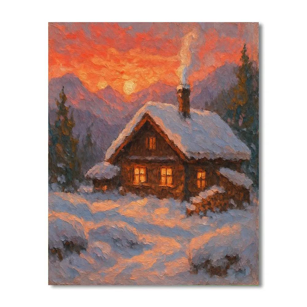 Amber Chalet Sunset paint by number