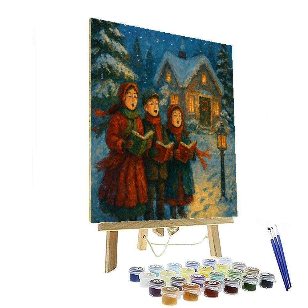 Moonlit Carolers On Frosted Lane paint by number