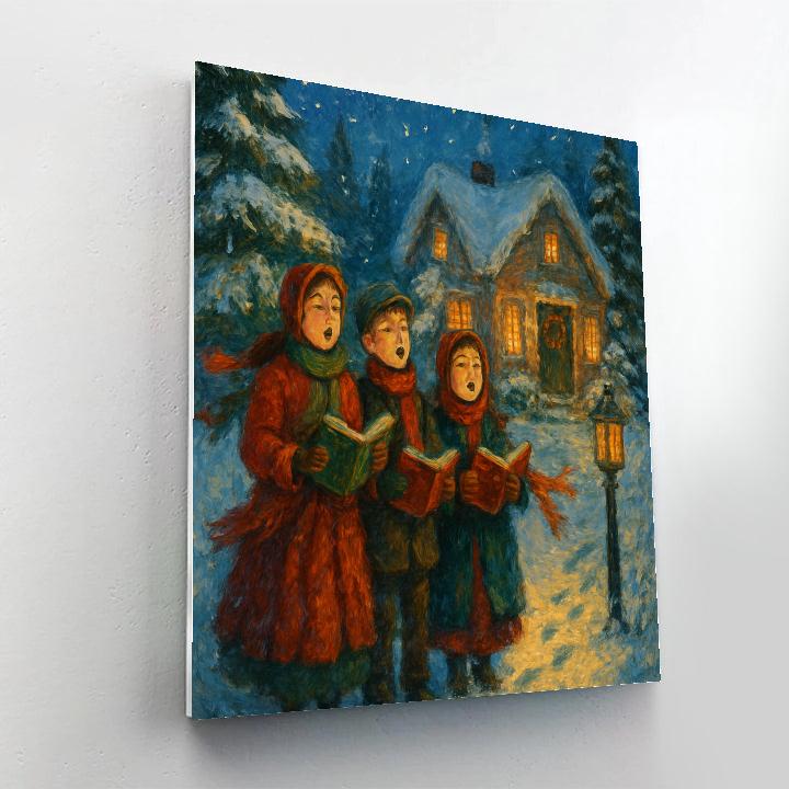Moonlit Carolers On Frosted Lane paint by number