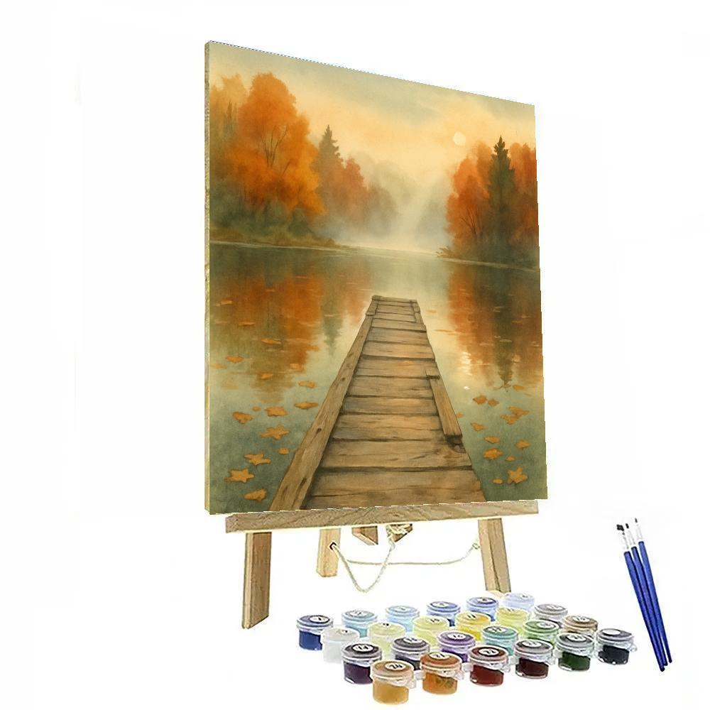 Autumn Dock And Floating Leaves paint by number