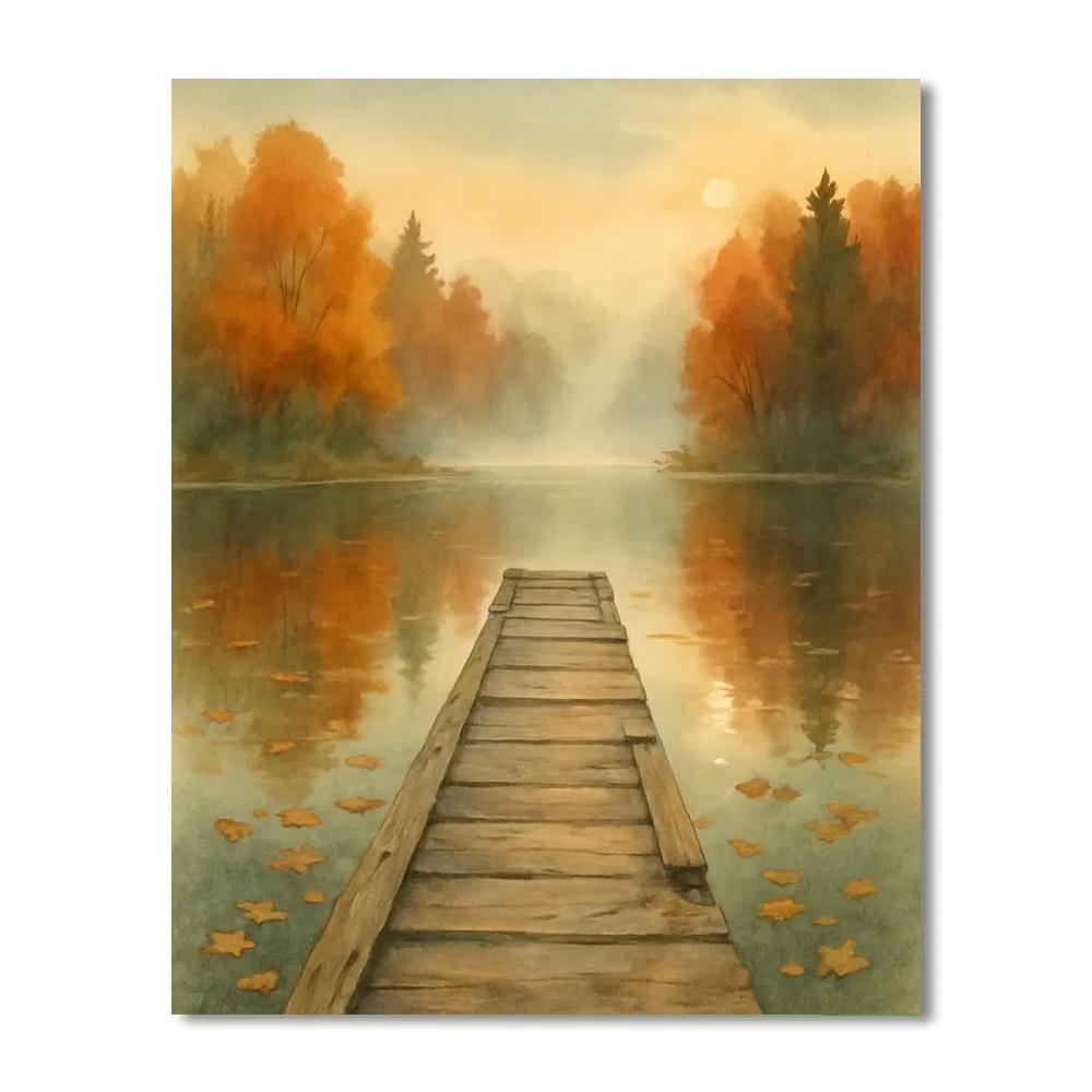 Autumn Dock And Floating Leaves paint by number