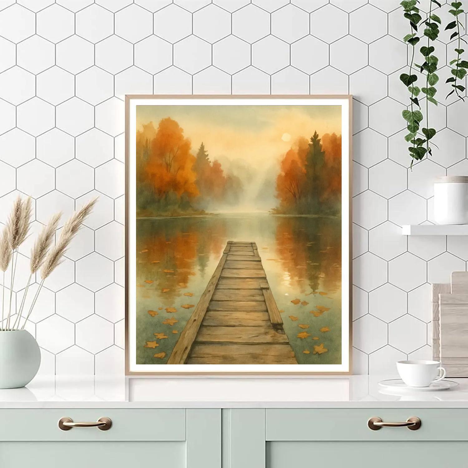 Autumn Dock And Floating Leaves paint by number