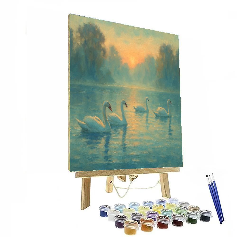 Misty Swan Morning DIY paint by numbers