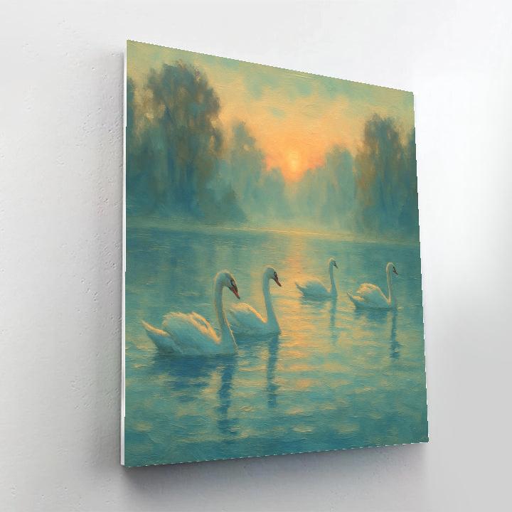 Misty Swan Morning DIY paint by numbers
