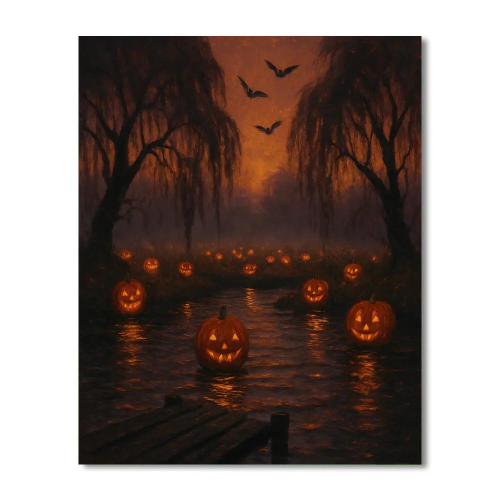Pumpkin Lantern Harbor DIY paint by numbers