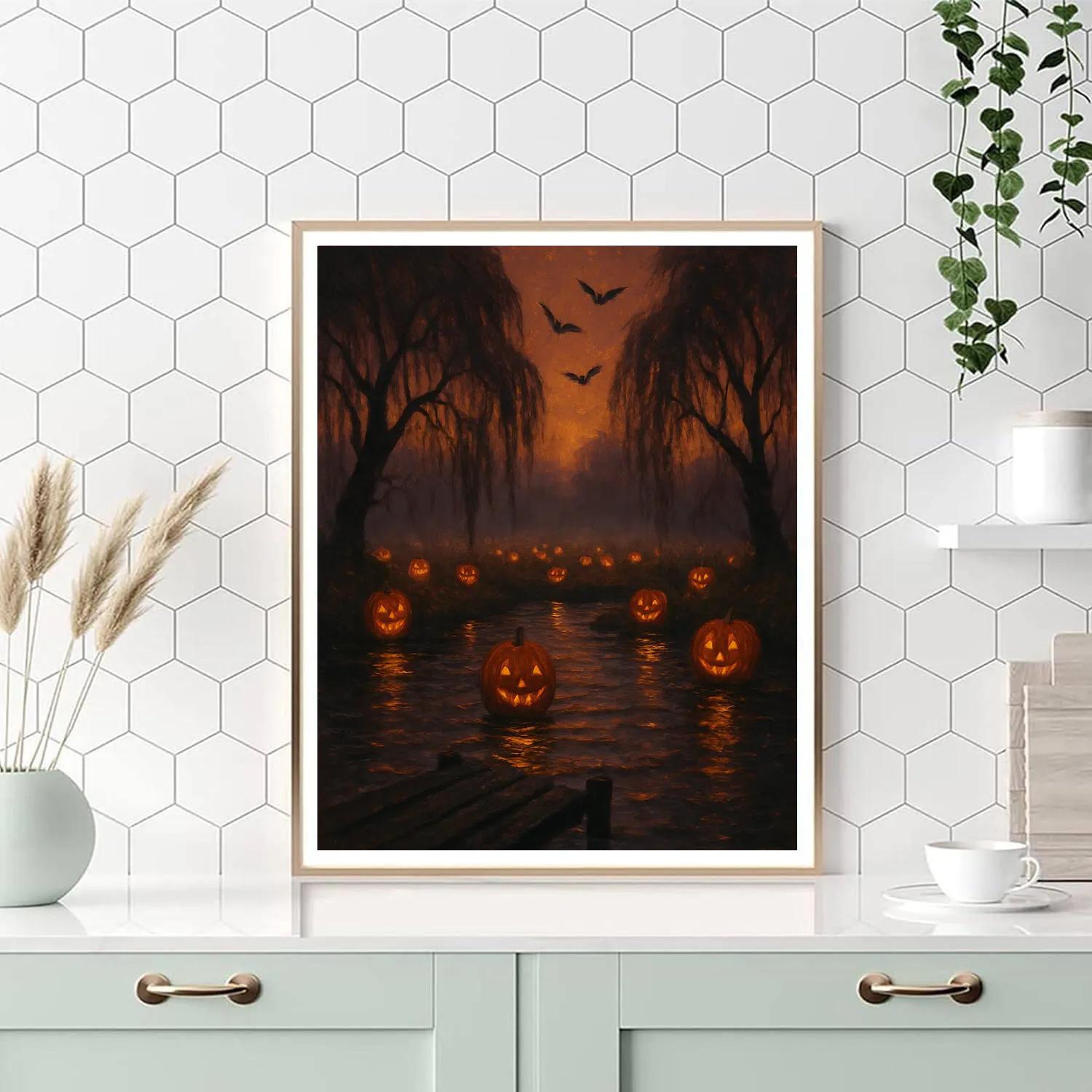 Pumpkin Lantern Harbor DIY paint by numbers