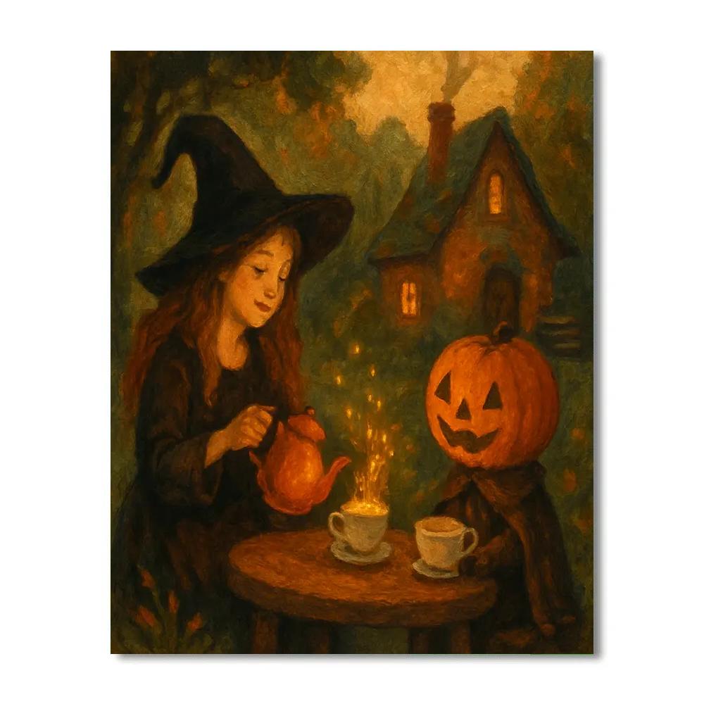 Tea With The Witch At Twilight Numbered painting kits