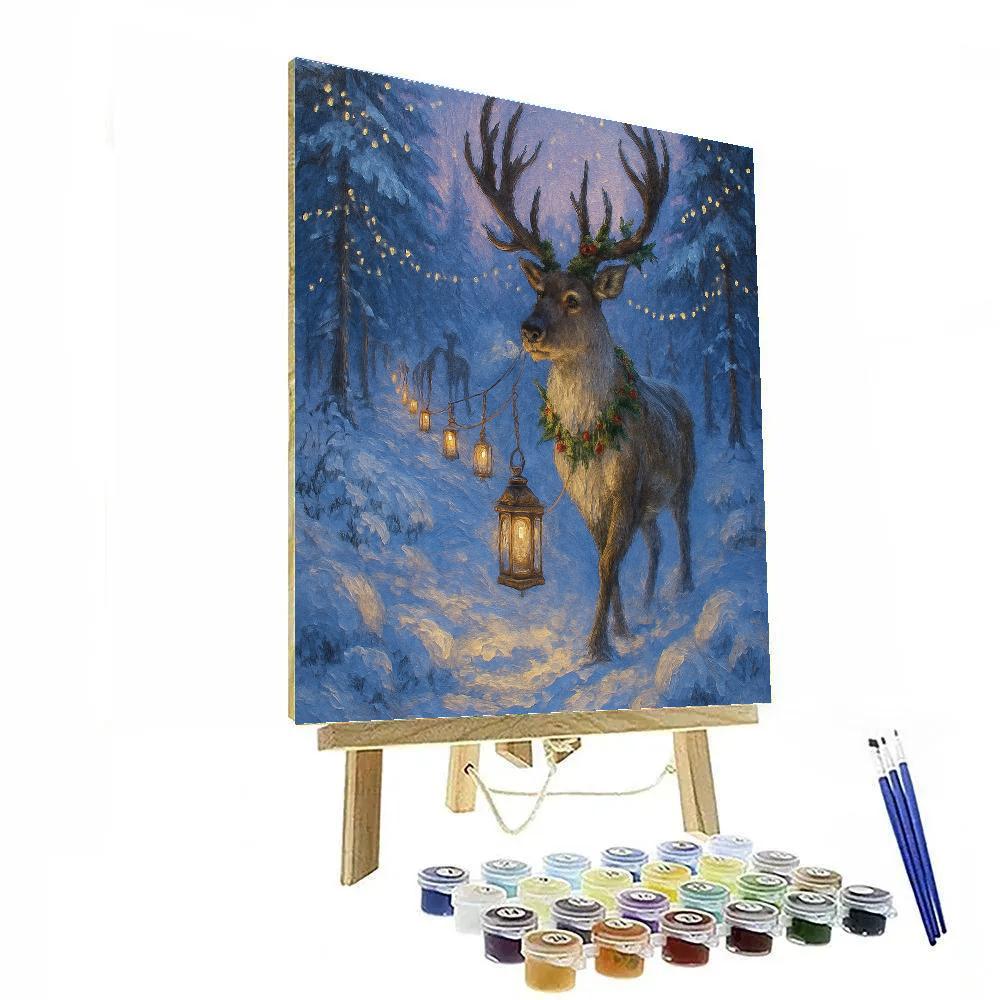 Reindeer Lantern Parade painting number kit