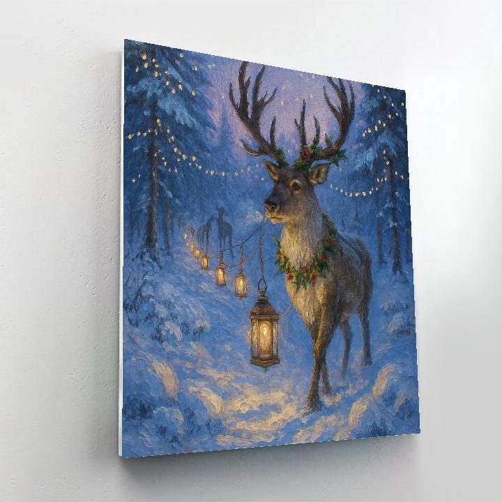 Reindeer Lantern Parade painting number kit