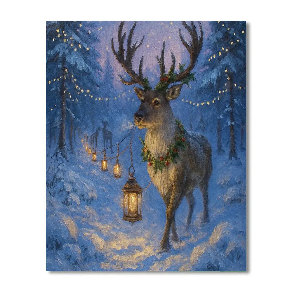 Reindeer Lantern Parade painting number kit