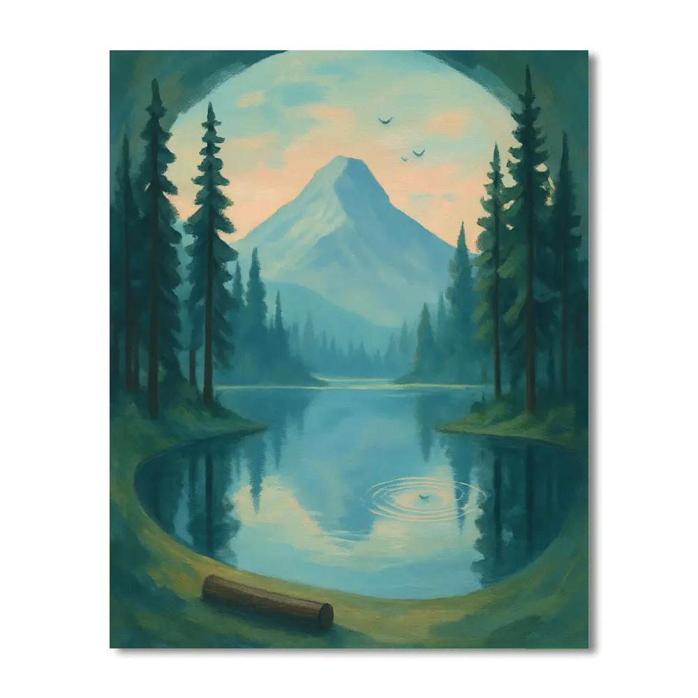 Pine Ring Mountain Mirror Number painting