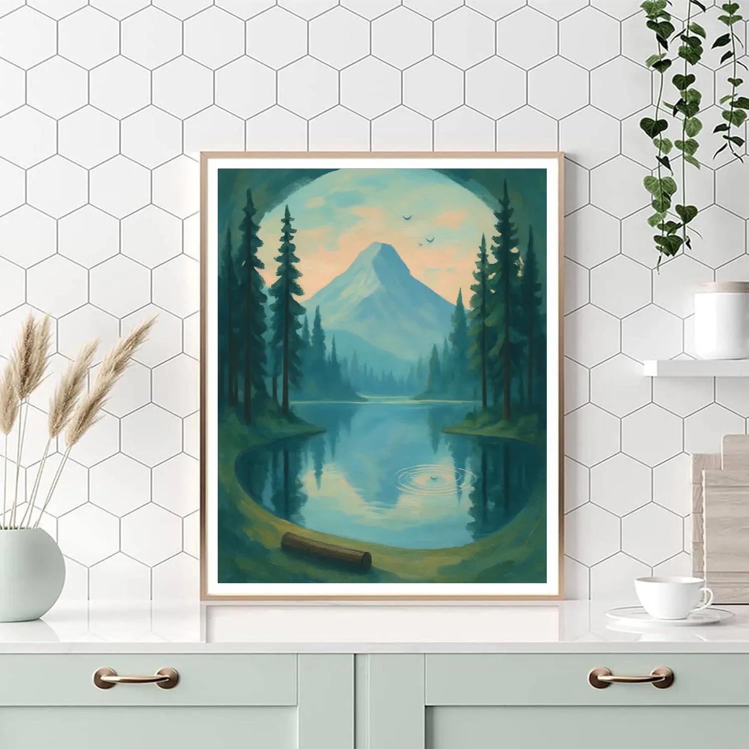 Pine Ring Mountain Mirror Number painting