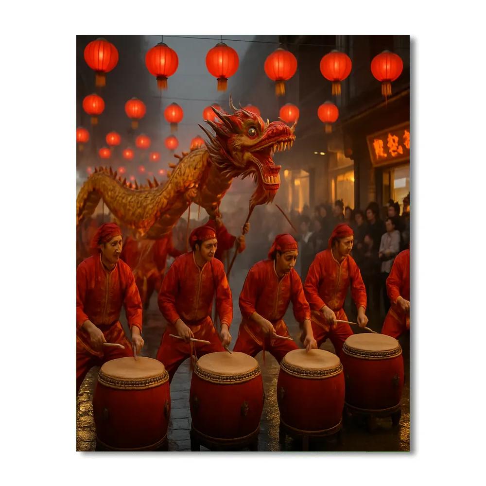 Lunar New Year Dragon Dance painting number kit