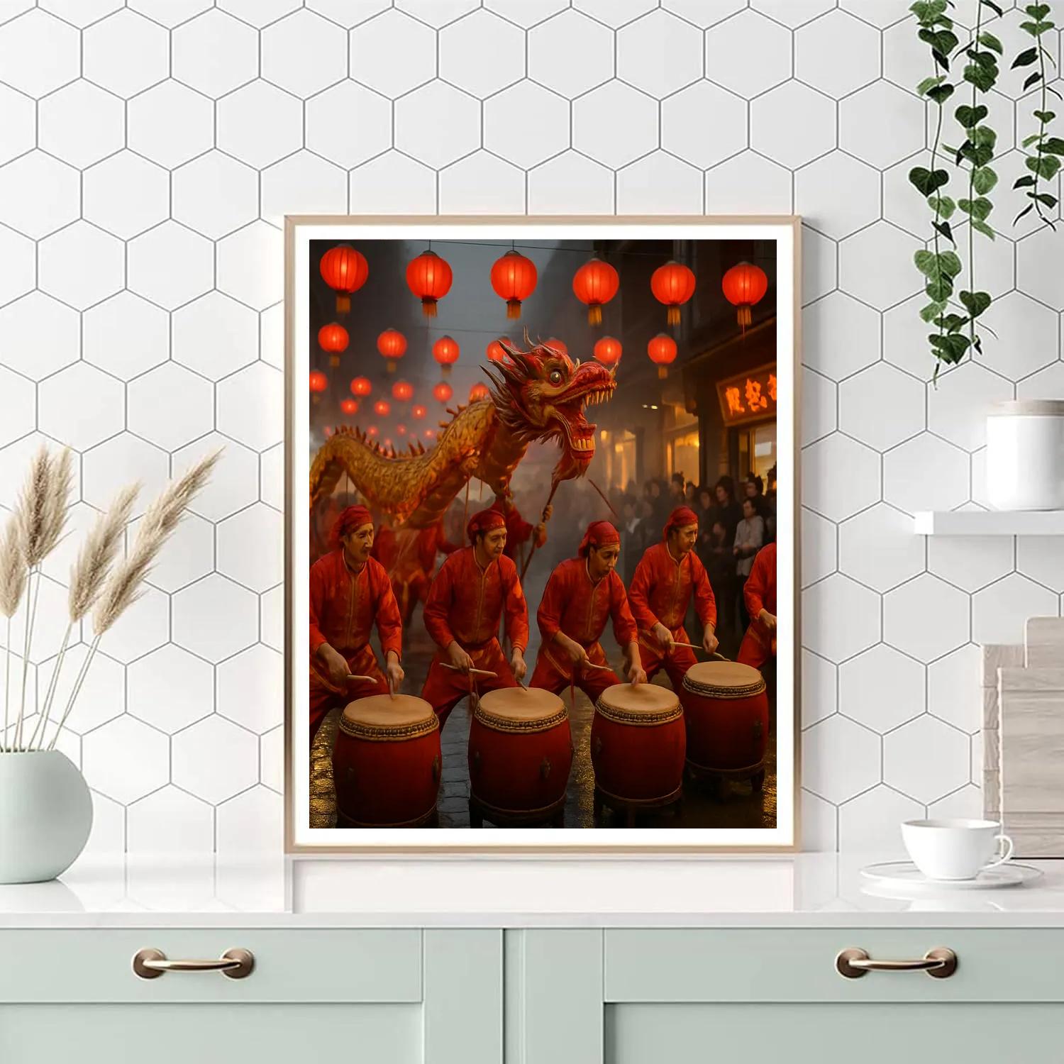 Lunar New Year Dragon Dance painting number kit